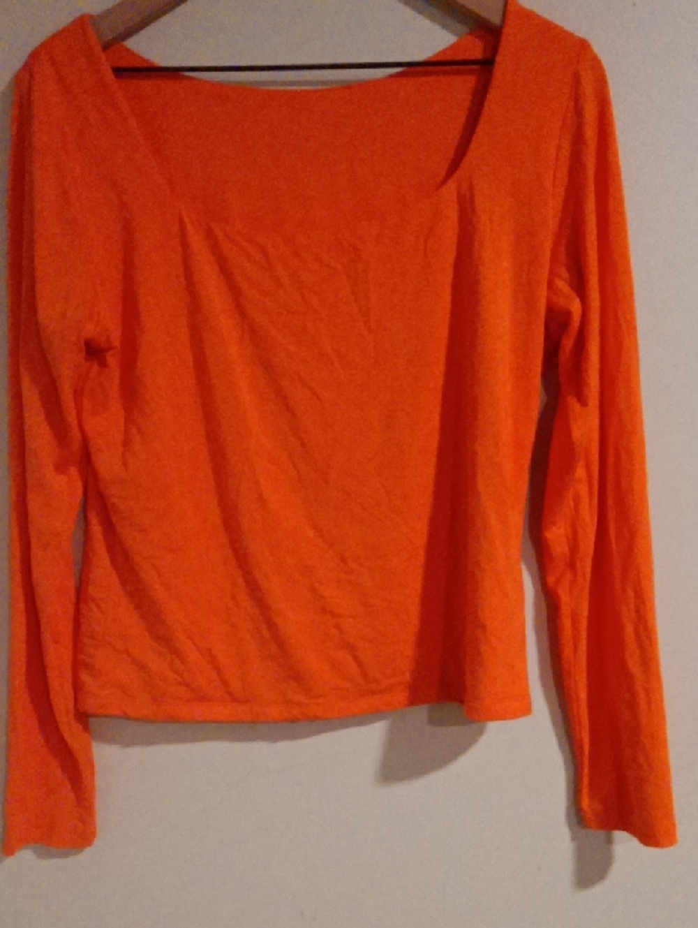 Rayon & Spandex XL Women's Long Sleeve Scoop Neck Top - Orange